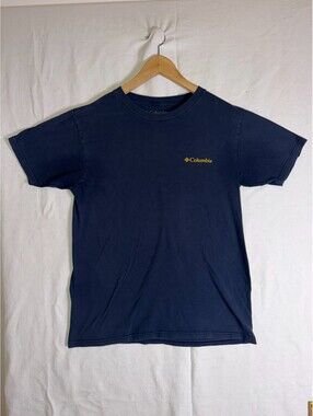 Columbia Sportswear Mens Medium Blue T Shirt Back Mountain Graphic Short Sleeve